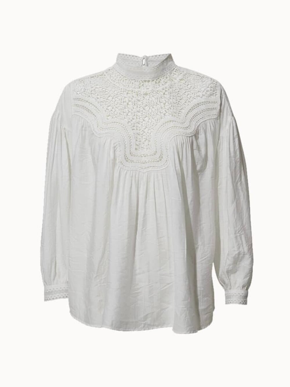 White Crochet Lace Blouse | Cottagecore Boho Top | Size M